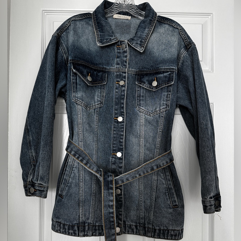 Sophie & Hailee Women's Belted Denim Jacket